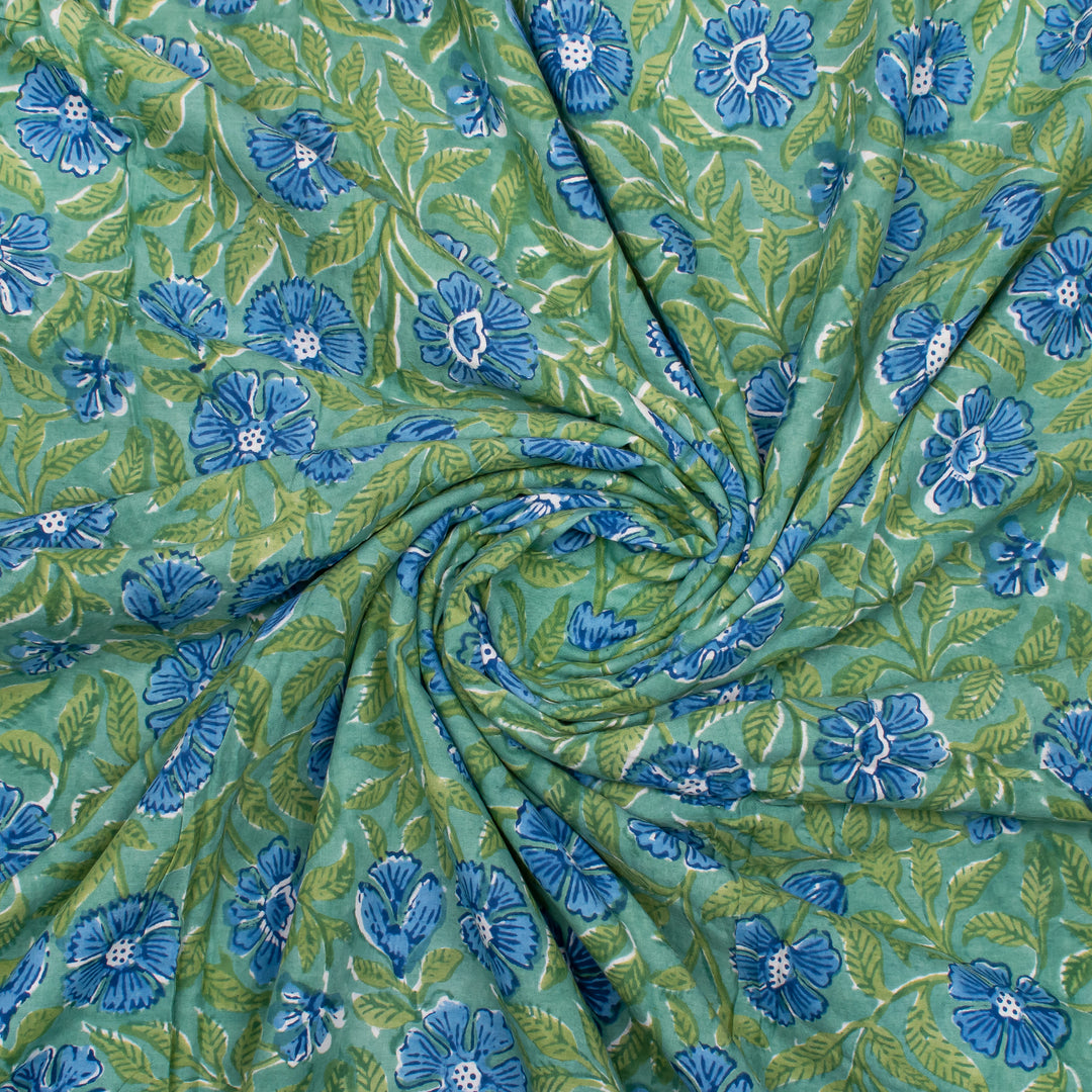 Floral Cotton Fabric by the Yard | Block Print Craft Fabric