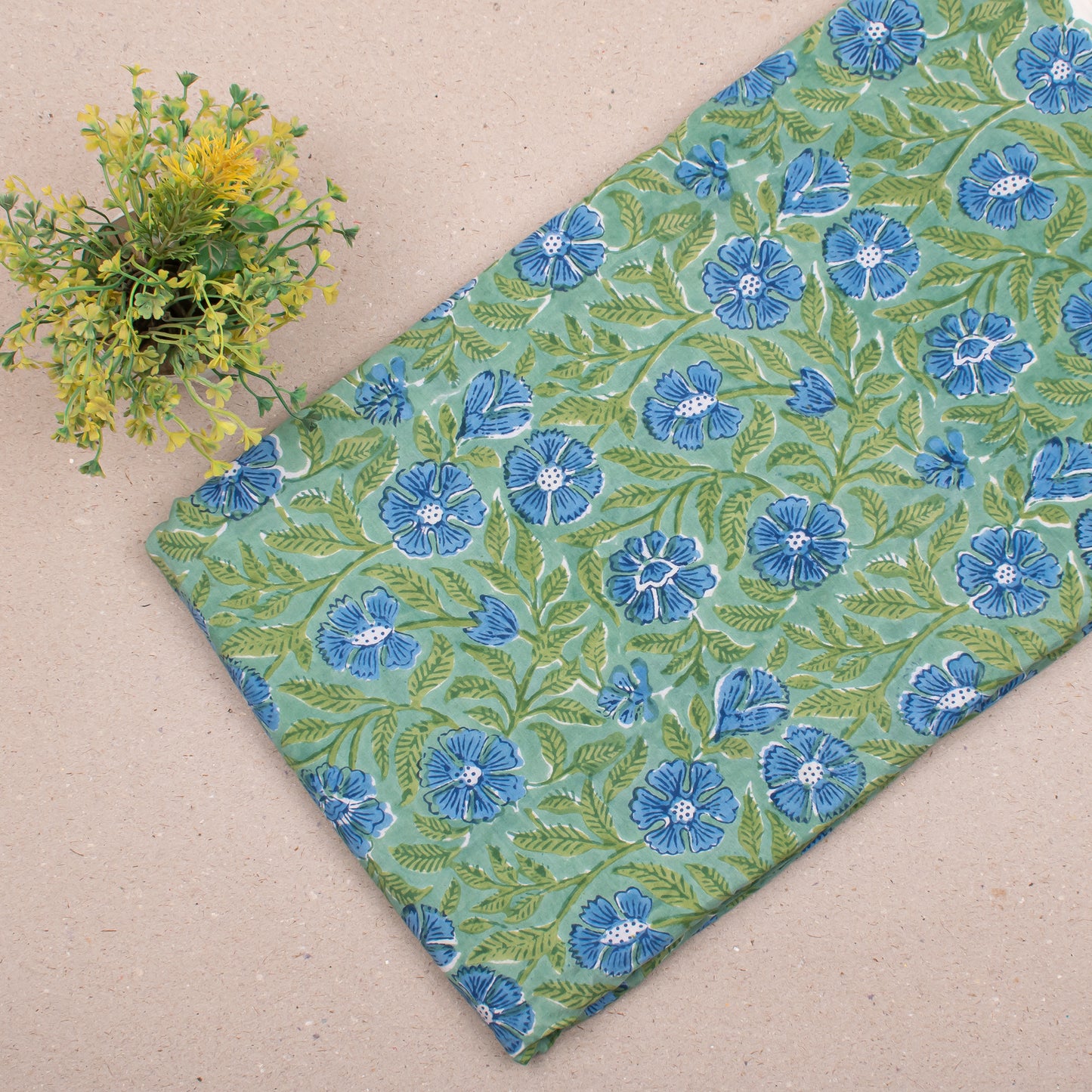 Soft Cotton Fabric With Hand Block Prints, Floral Textile For Crafting, Cushion Covers, Scarves, DIY Dresses, And Eco-Friendly Quilts