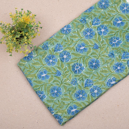 Soft Cotton Fabric With Hand Block Prints, Floral Textile For Crafting, Cushion Covers, Scarves, DIY Dresses, And Eco-Friendly Quilts