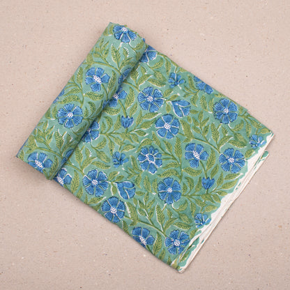 Soft Cotton Fabric With Hand Block Prints, Floral Textile For Crafting, Cushion Covers, Scarves, DIY Dresses, And Eco-Friendly Quilts
