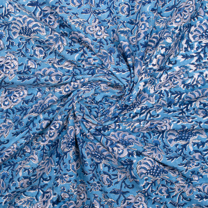 Natural Dye Block Print Cotton Fabric, Vibrant Material For DIY Clothing, Sewing Projects, Pillow Covers, And Boho Home Décor Ideas