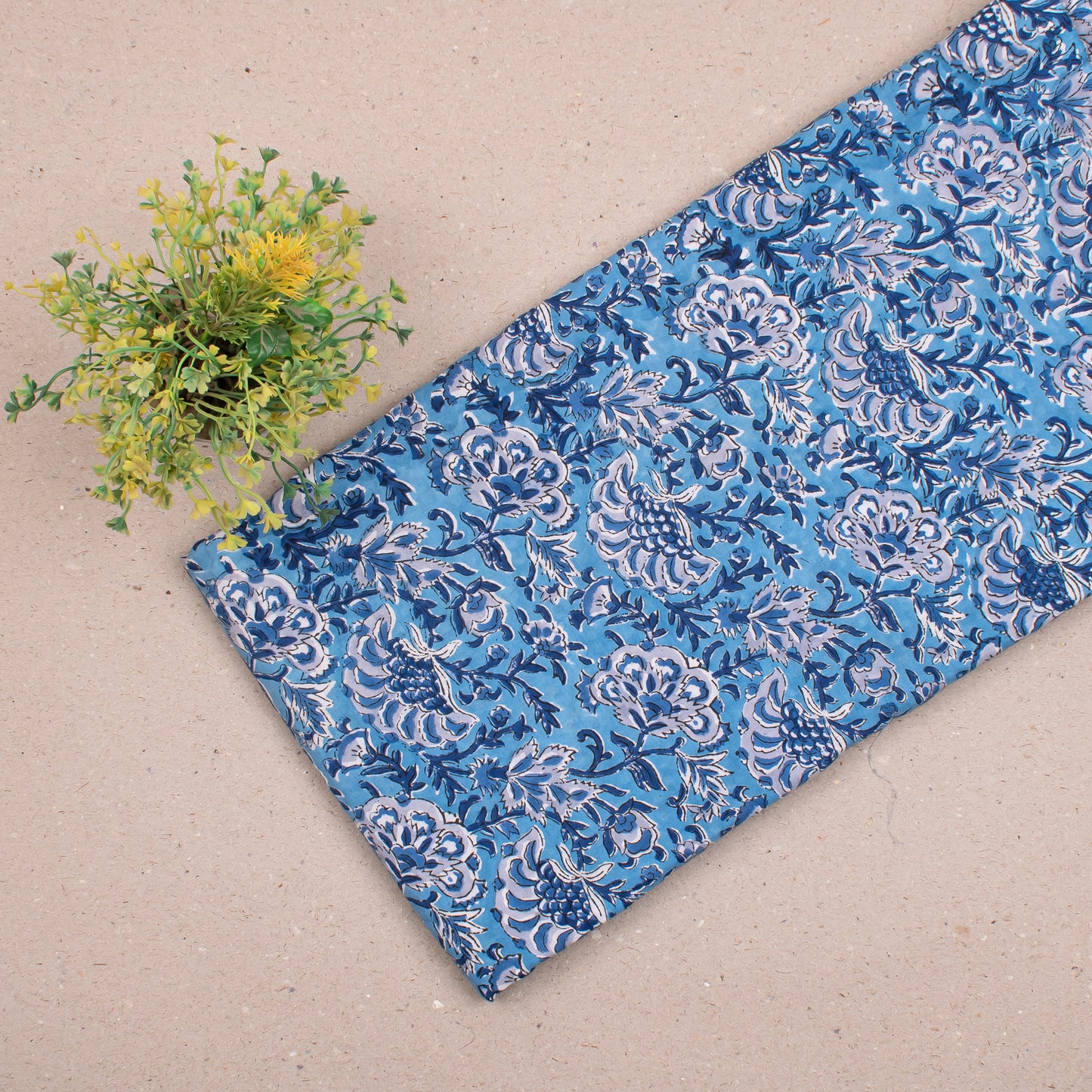 Natural Dye Block Print Cotton Fabric, Vibrant Material For DIY Clothing, Sewing Projects, Pillow Covers, And Boho Home Décor Ideas
