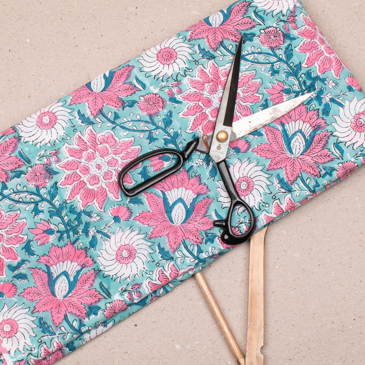 Hand Block Cotton Fabric by the Yard | Block Print Craft Fabric