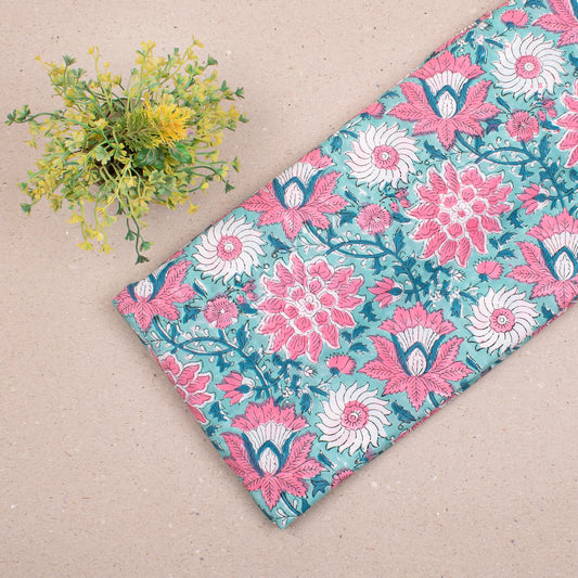 Lightweight Hand Block Printed Cotton Fabric, Eco Indian Textile For Sewing, Summer Skirts, Fashion Apparel, Quilts, And Home Accessories