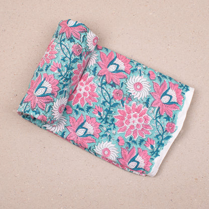 Lightweight Hand Block Printed Cotton Fabric, Eco Indian Textile For Sewing, Summer Skirts, Fashion Apparel, Quilts, And Home Accessories