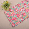 Colorful Floral Block Print Cotton Fabric, Handcrafted Material For Dressmaking, Quilting, Cushion Covers, DIY Crafts, And Table Linen