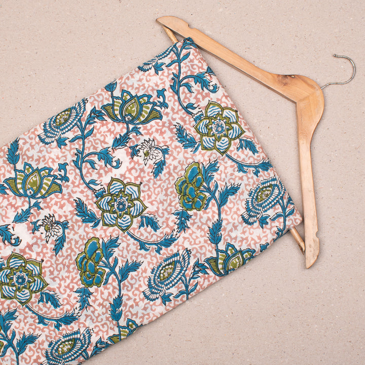Floral Cotton Fabric by the Yard | Block Print Craft Fabric