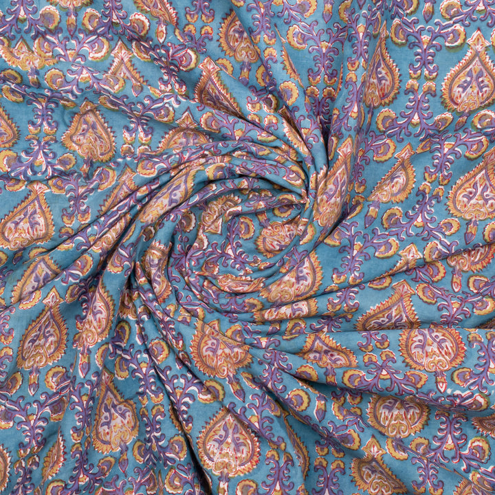 Floral Cotton Fabric by the Yard | Block Print Craft Fabric