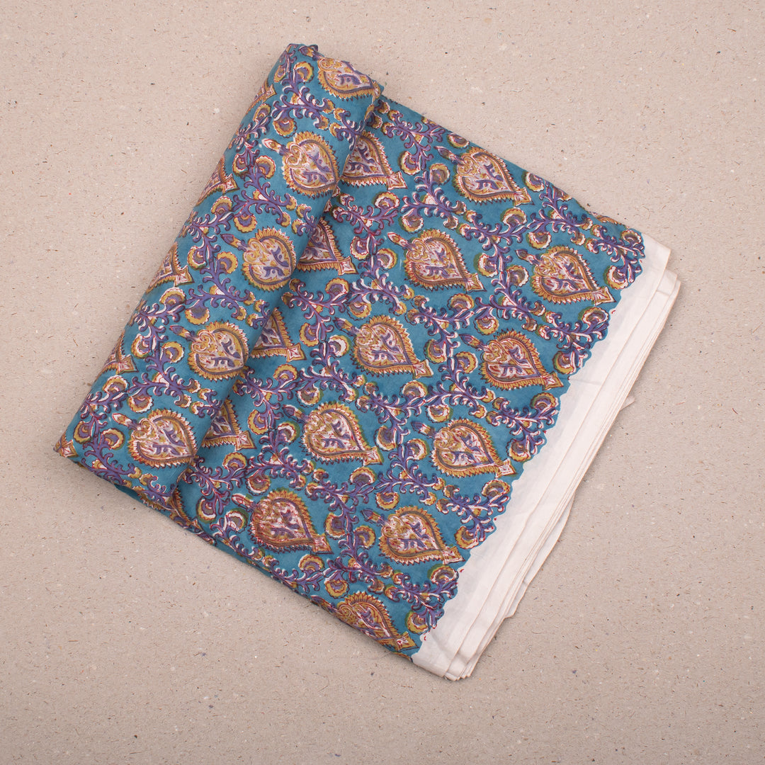 Floral Cotton Fabric by the Yard | Block Print Craft Fabric