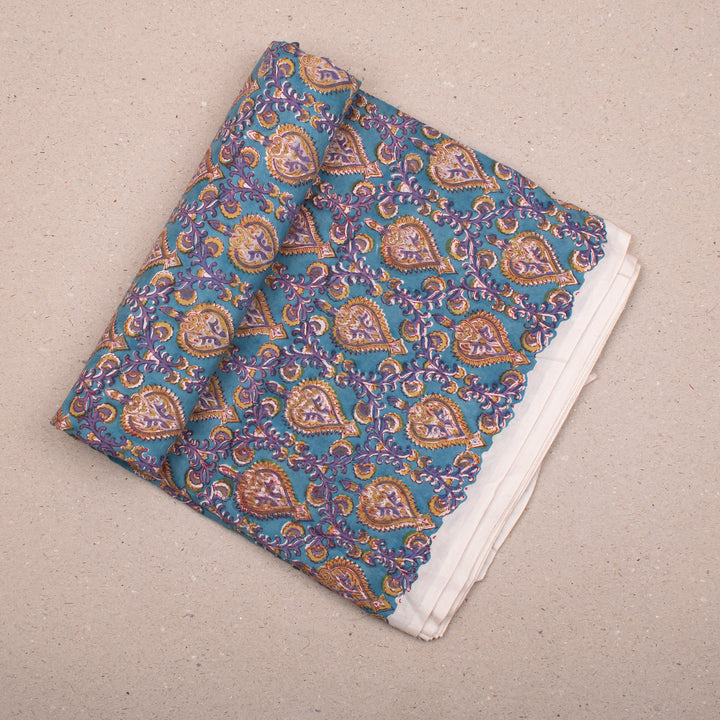 Floral Cotton Fabric by the Yard | Block Print Craft Fabric