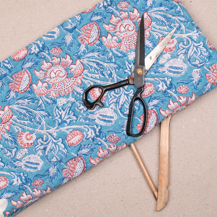 Floral Cotton Fabric by the Yard | Block Print Craft Fabric