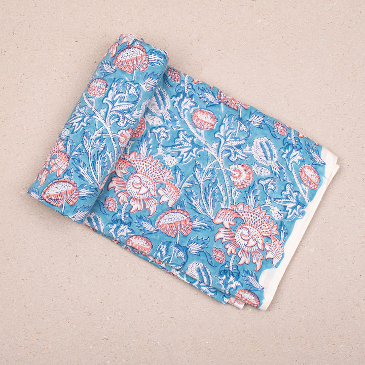 Floral Cotton Fabric by the Yard | Block Print Craft Fabric