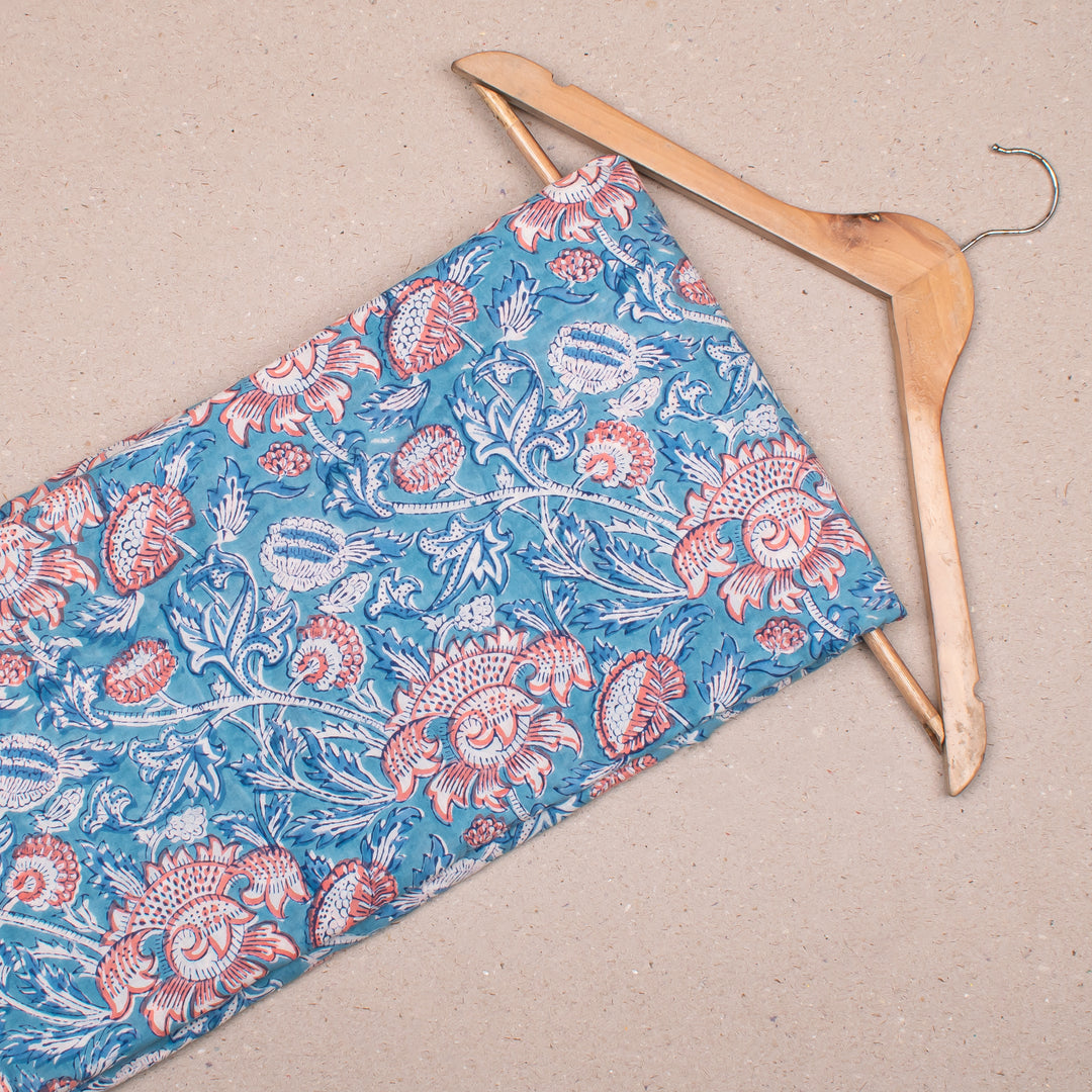 Floral Cotton Fabric by the Yard | Block Print Craft Fabric