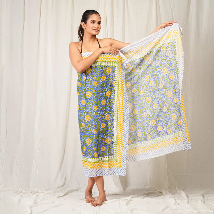 Floral Cotton Sarong | Beach Cover-Up &amp; Wrap Skirt