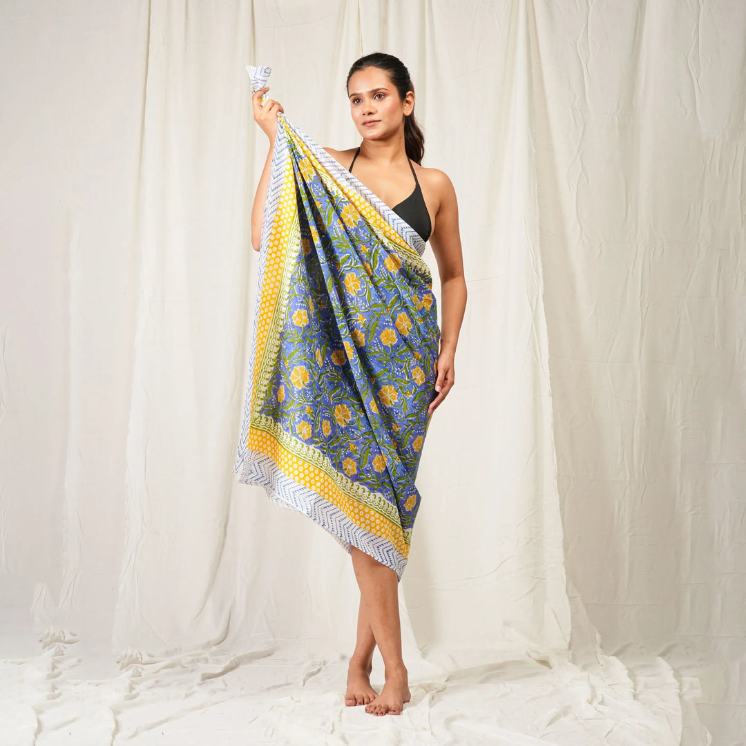 Floral Cotton Sarong | Beach Cover-Up &amp; Wrap Skirt