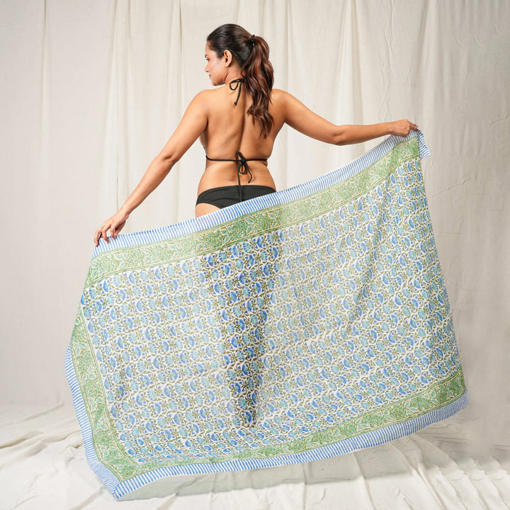 Floral Cotton Sarong | Beach Cover-Up &amp; Wrap Skirt