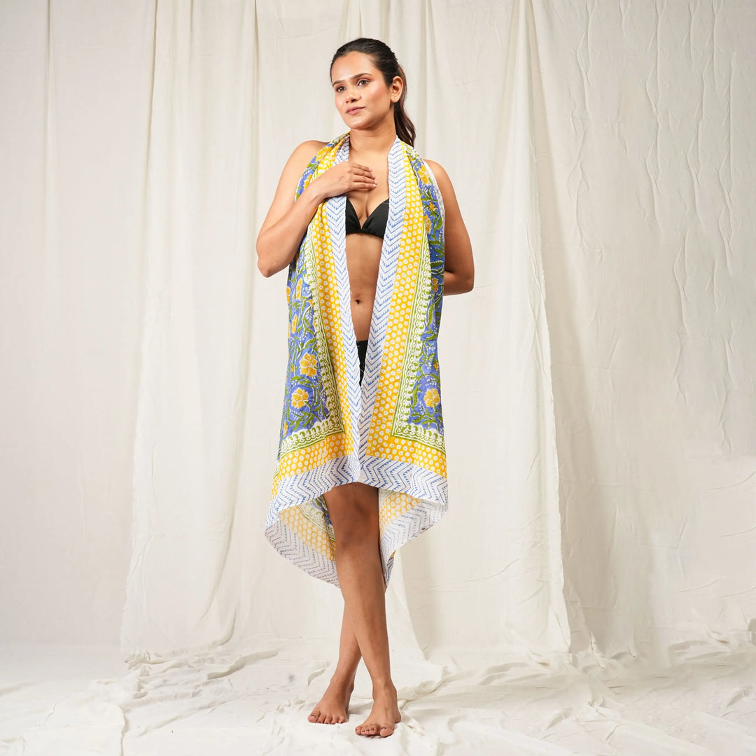 Floral Cotton Sarong | Beach Cover-Up &amp; Wrap Skirt
