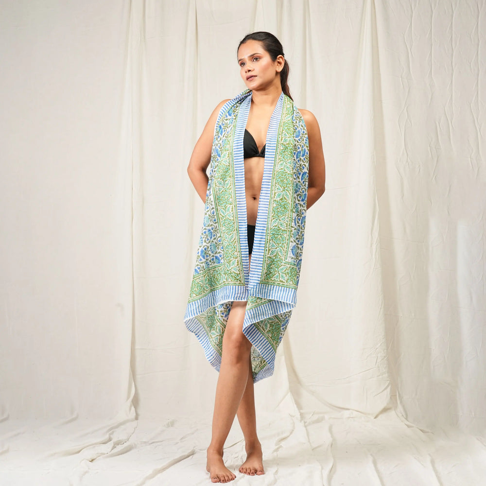Floral Cotton Sarong | Beach Cover-Up & Wrap Skirt