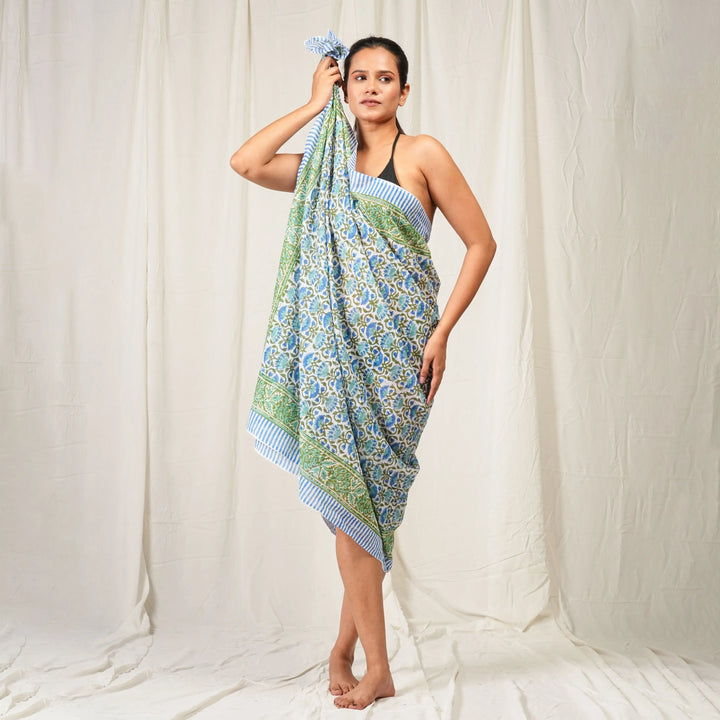 Floral Cotton Sarong | Beach Cover-Up &amp; Wrap Skirt