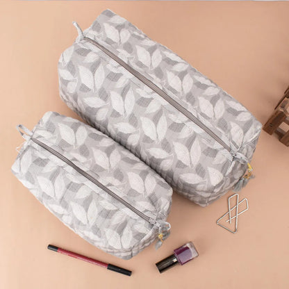 Hand Block Print Toiletry Bag, Quilted Wash Bag, Cosmetic Pouch, Travel Bag, Makeup Bag, Reusable Cotton Wash Bags - Set of 3