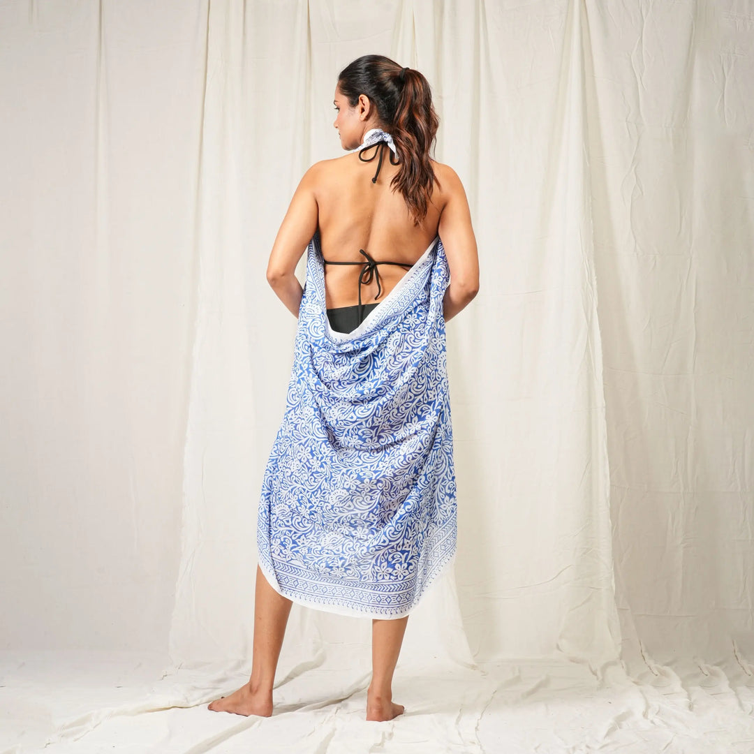 Hand Block Cotton Sarong | Beach Cover-Up &amp; Wrap Skirt