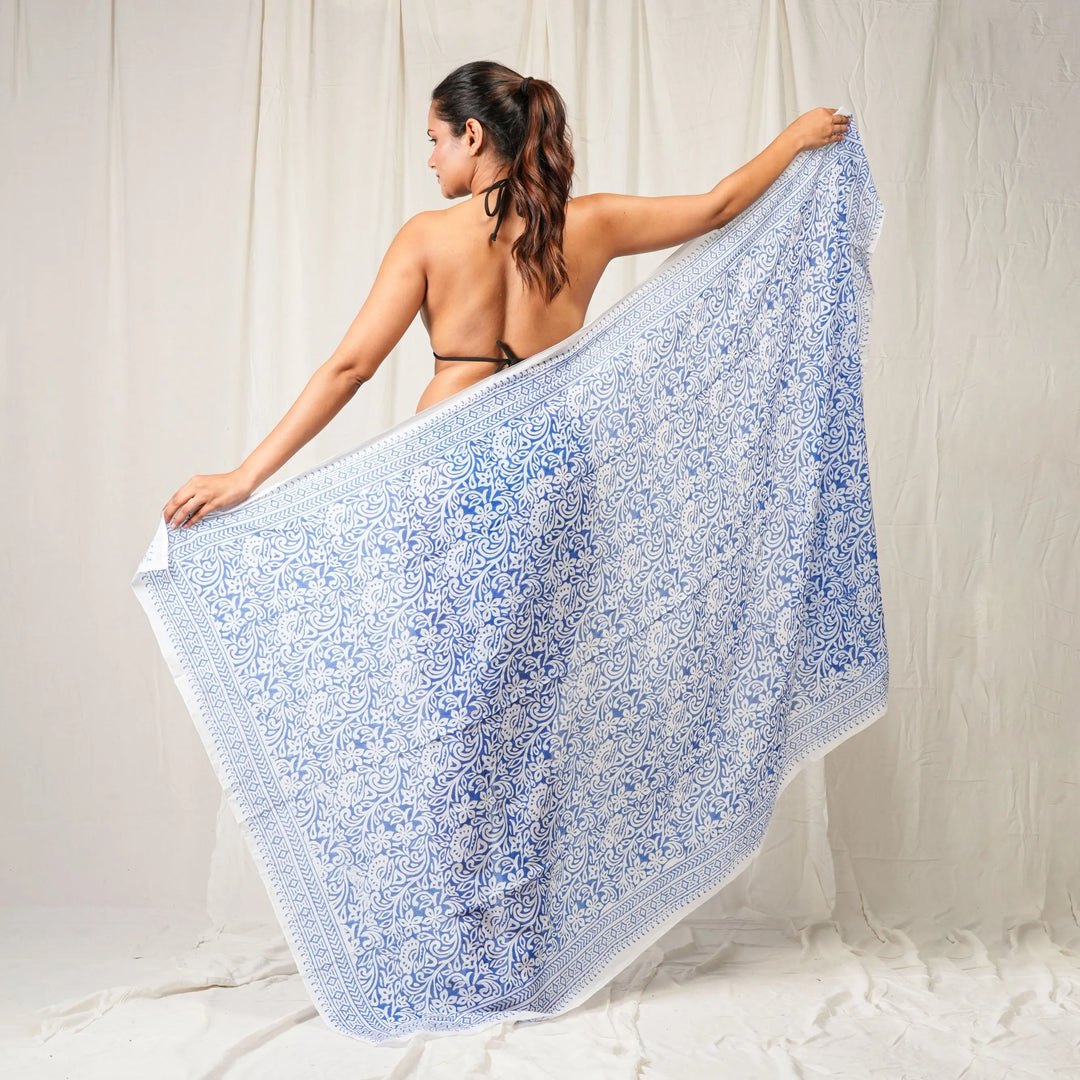 Hand Block Cotton Sarong | Beach Cover-Up &amp; Wrap Skirt