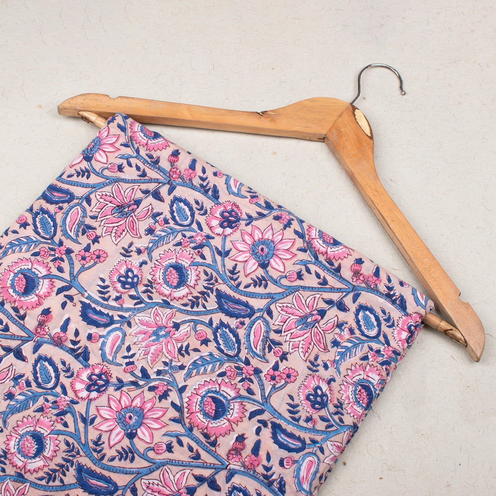 Flower Pattern Hand Block Printed  Fabric