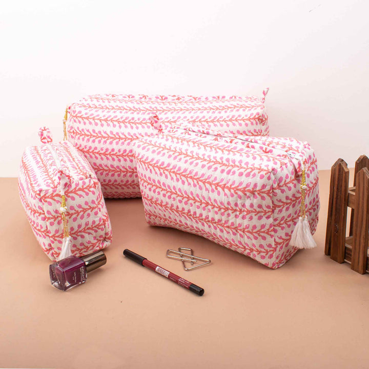 Floral Makeup Bag | Cotton Cosmetic Pouch &amp; Organizer