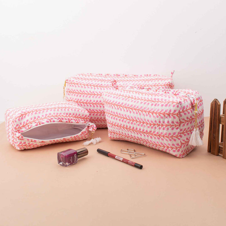 Floral Makeup Bag | Cotton Cosmetic Pouch &amp; Organizer