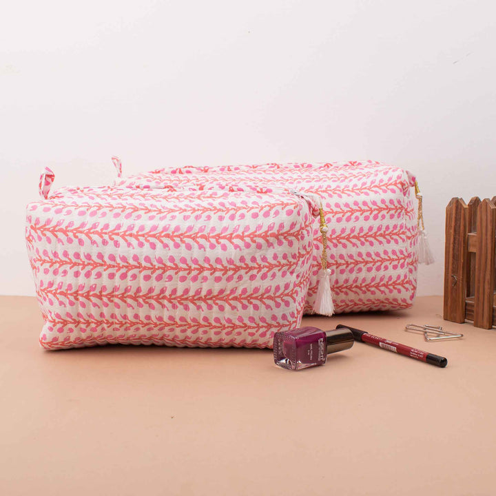 Floral Makeup Bag | Cotton Cosmetic Pouch &amp; Organizer