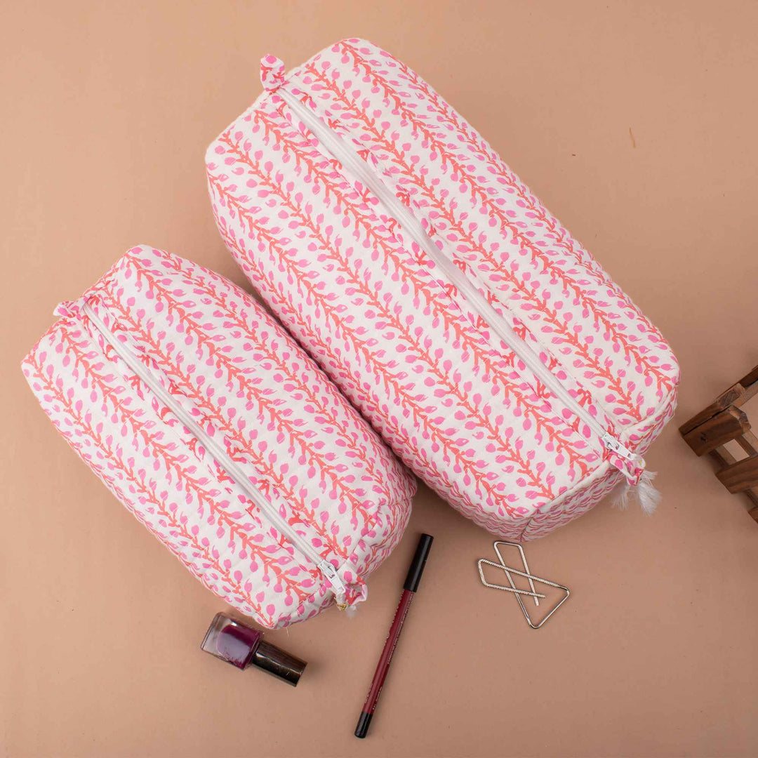 Floral Makeup Bag | Cotton Cosmetic Pouch &amp; Organizer