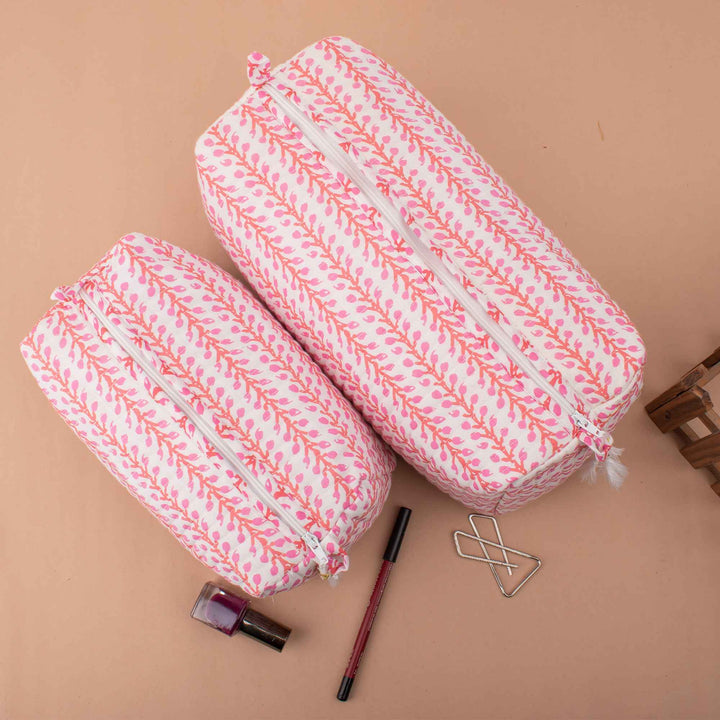Floral Makeup Bag | Cotton Cosmetic Pouch &amp; Organizer