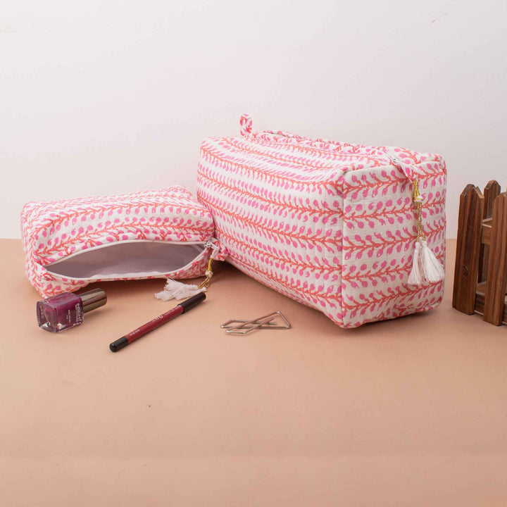 Floral Makeup Bag | Cotton Cosmetic Pouch &amp; Organizer