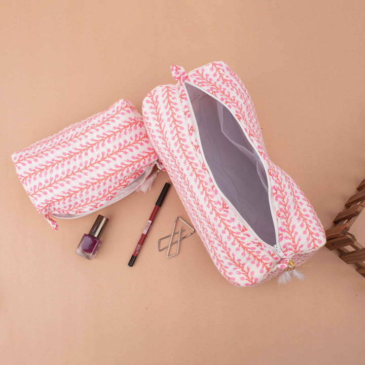 Floral Makeup Bag | Cotton Cosmetic Pouch &amp; Organizer