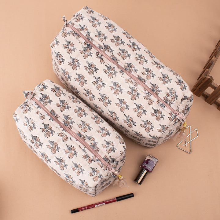 Hand Block Makeup Bag | Cotton Cosmetic Pouch &amp; Organizer