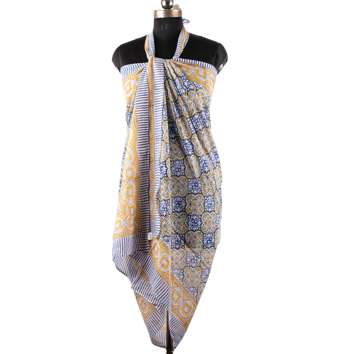 Hand Block Cotton Gift Set | Scarf, Makeup Bag, Sarong Combo