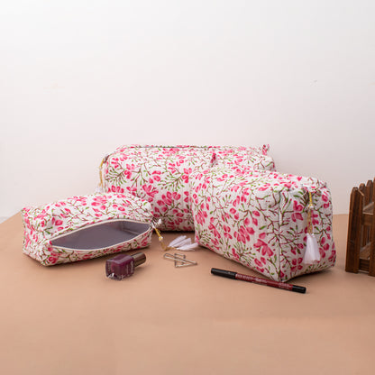 Summer Sarong And Vanity Bag Combo, Block Print Makeup Bag, Pareo Wrap And Beauty Bag Set, Handmade Combo Gift For Her