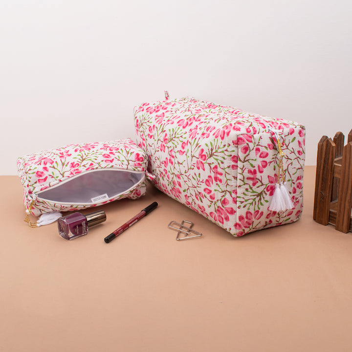 Hand Block Cotton Gift Set | Makeup Bag, Sarong Combo