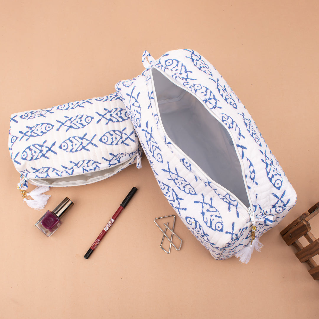 Hand Block Cotton Gift Set | Scarf, Makeup Bag, Sarong Combo