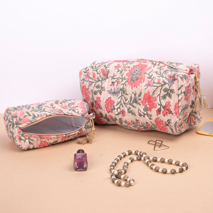 Set of 3 – Handmade Makeup Bag | Cotton Cosmetic Pouch &amp; Organizer