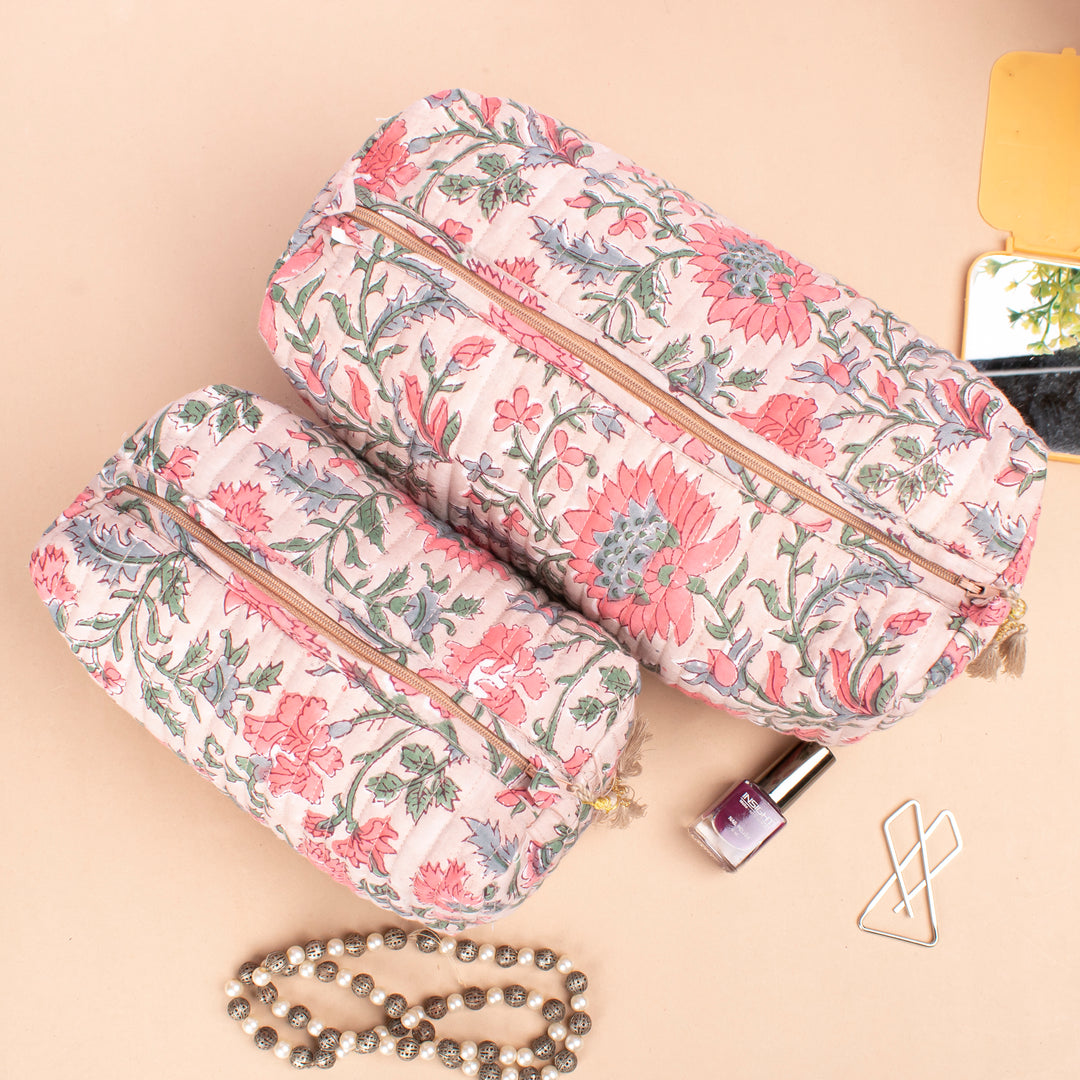 Set of 3 – Handmade Makeup Bag | Cotton Cosmetic Pouch &amp; Organizer
