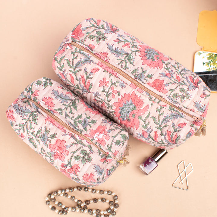 Set of 3 – Handmade Makeup Bag | Cotton Cosmetic Pouch &amp; Organizer