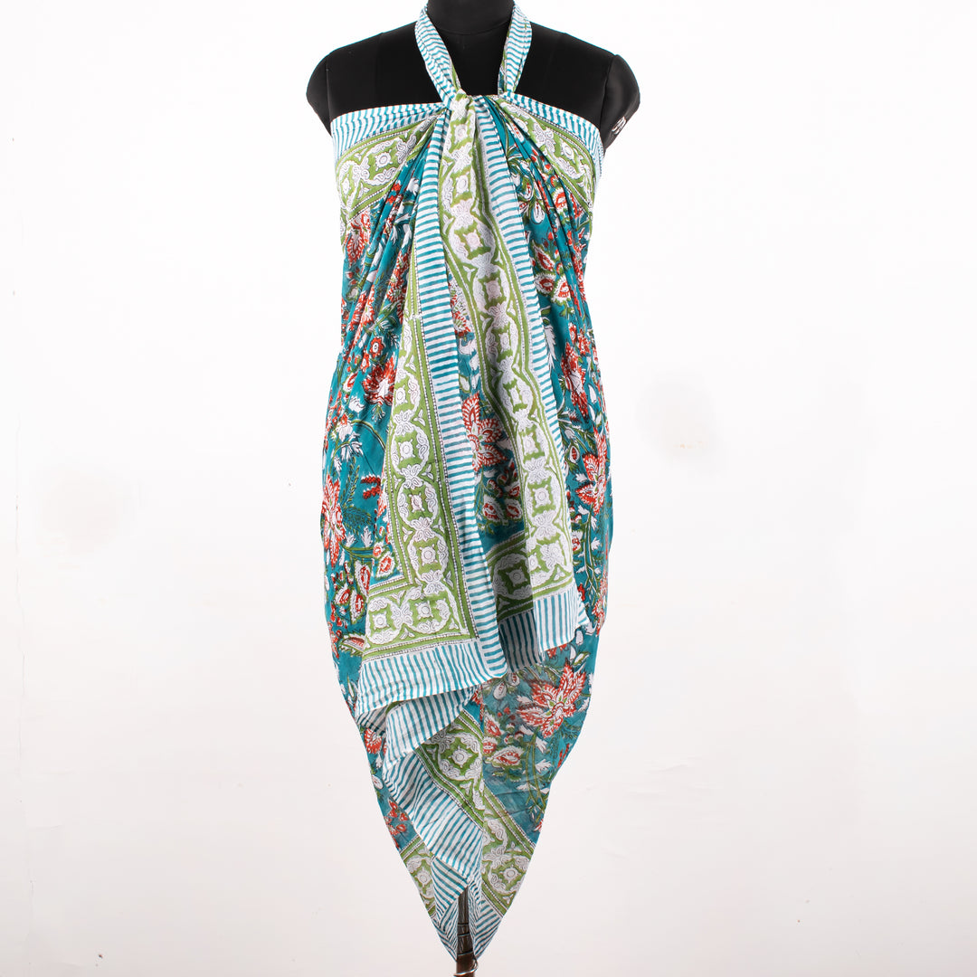 Block Print Cotton Gift Set | Scarf, Makeup Bag, Sarong Combo