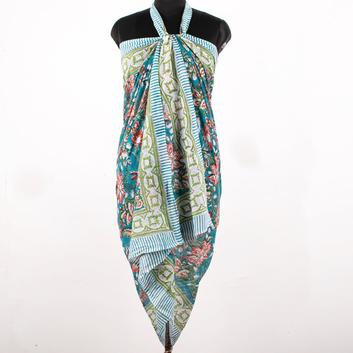 Block Print Cotton Gift Set | Scarf, Makeup Bag, Sarong Combo