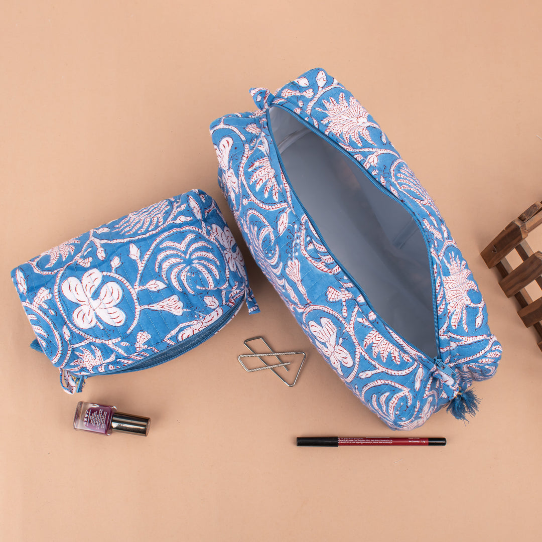 Hand Block Cotton Gift Set | Scarf, Makeup Bag, Sarong Combo