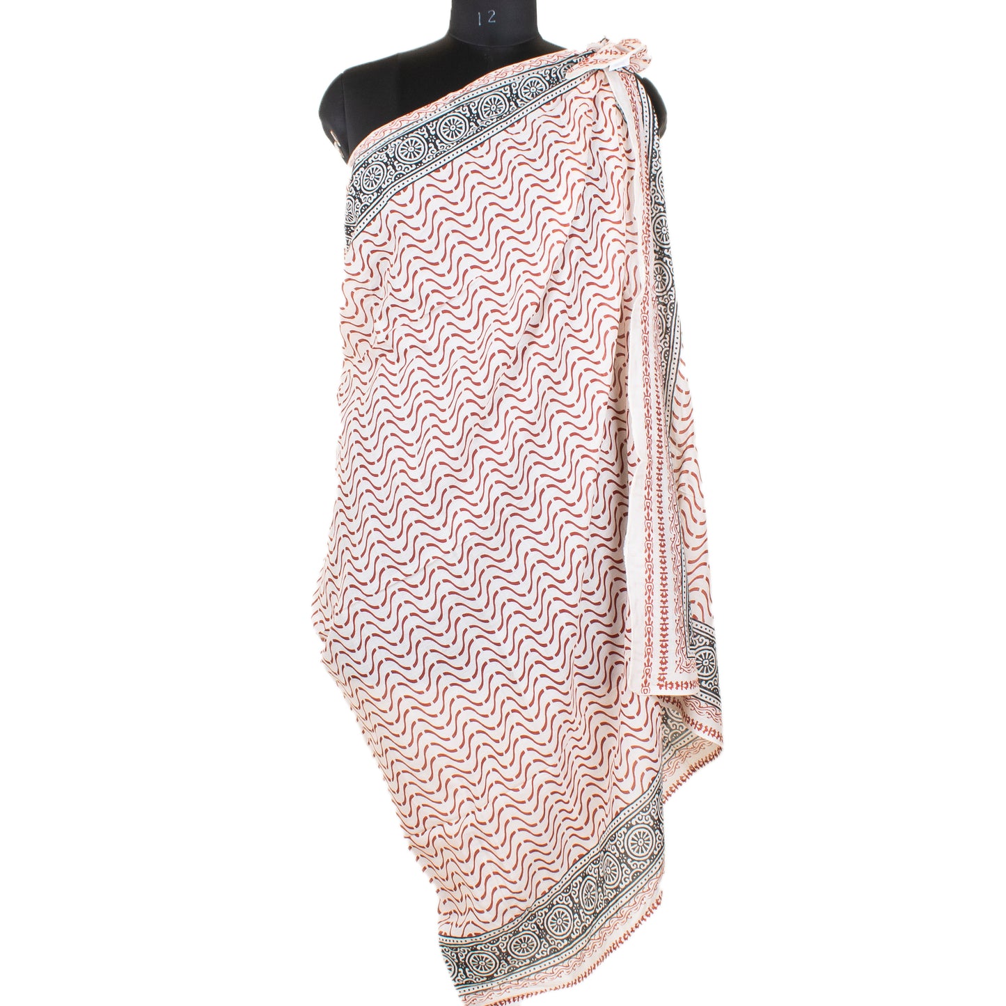Boho Sarong Beach Wrap For Women, Hand Block Print Cotton Pareo, Lightweight Summer Cover Up, Scarf Skirt For Beachwear, Pool Accessory