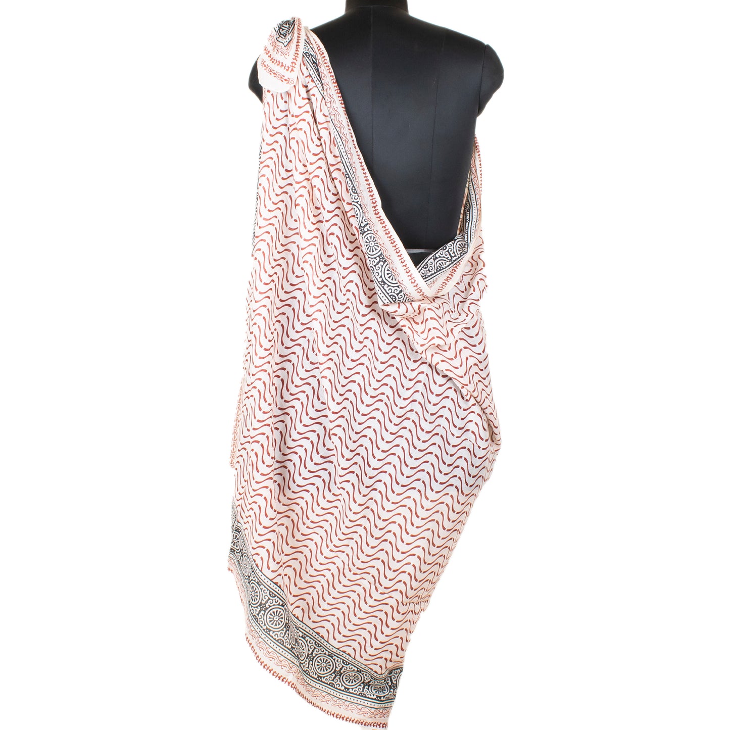 Boho Sarong Beach Wrap For Women, Hand Block Print Cotton Pareo, Lightweight Summer Cover Up, Scarf Skirt For Beachwear, Pool Accessory