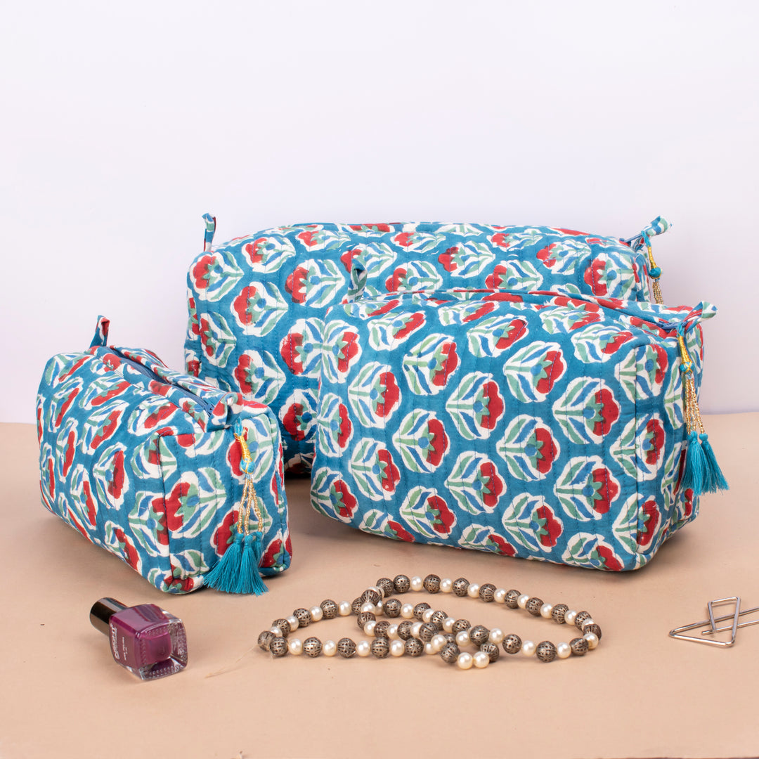Quilted Cotton Gift Set | Makeup Bag Combo