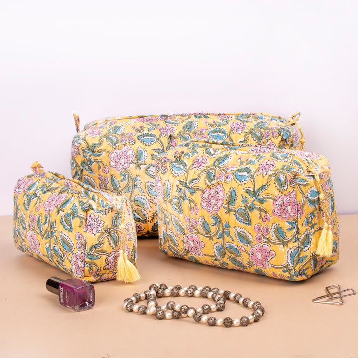 Hand Block Makeup Bag | Cotton Cosmetic Pouch &amp; Organizer