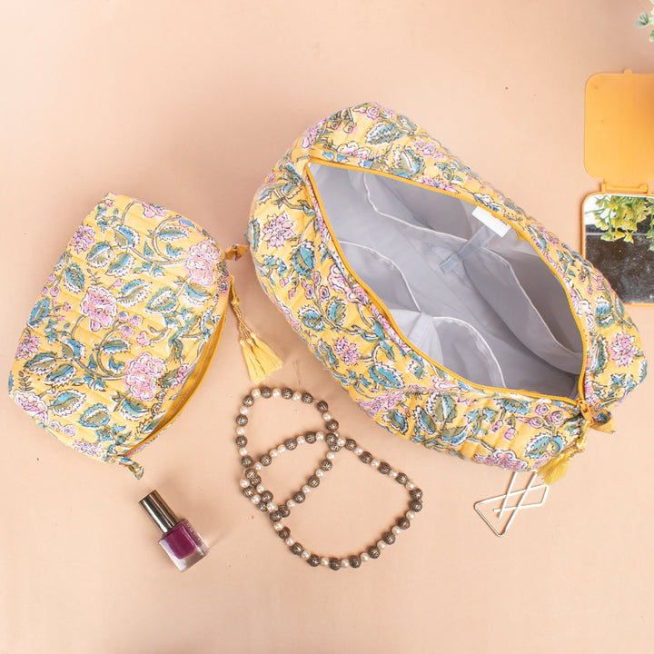 Hand Block Makeup Bag | Cotton Cosmetic Pouch &amp; Organizer